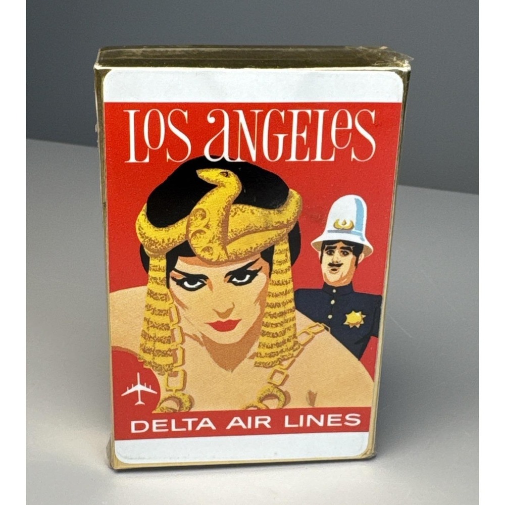 1970s Vintage Sealed Delta Air Lines Los Angeles Royal Jet Playing Cards